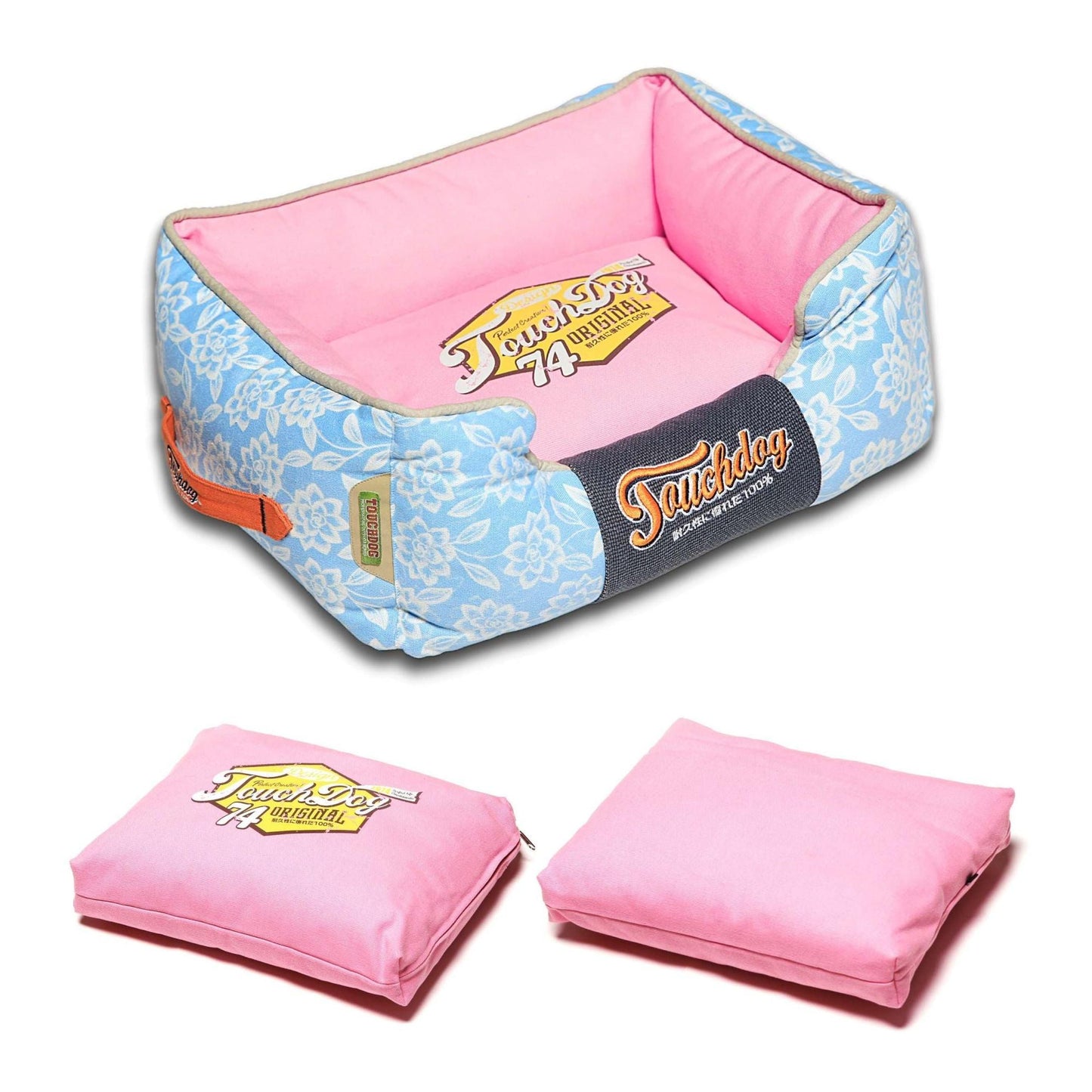 Rectangular Dog Bed with removable cushion and plush poly-fill.