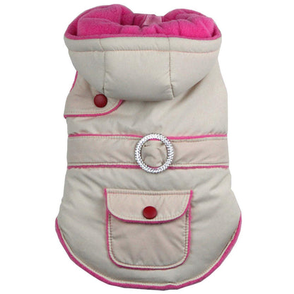 Warm Insulated Pet Jacket with Diamond Buckle Design Fashion