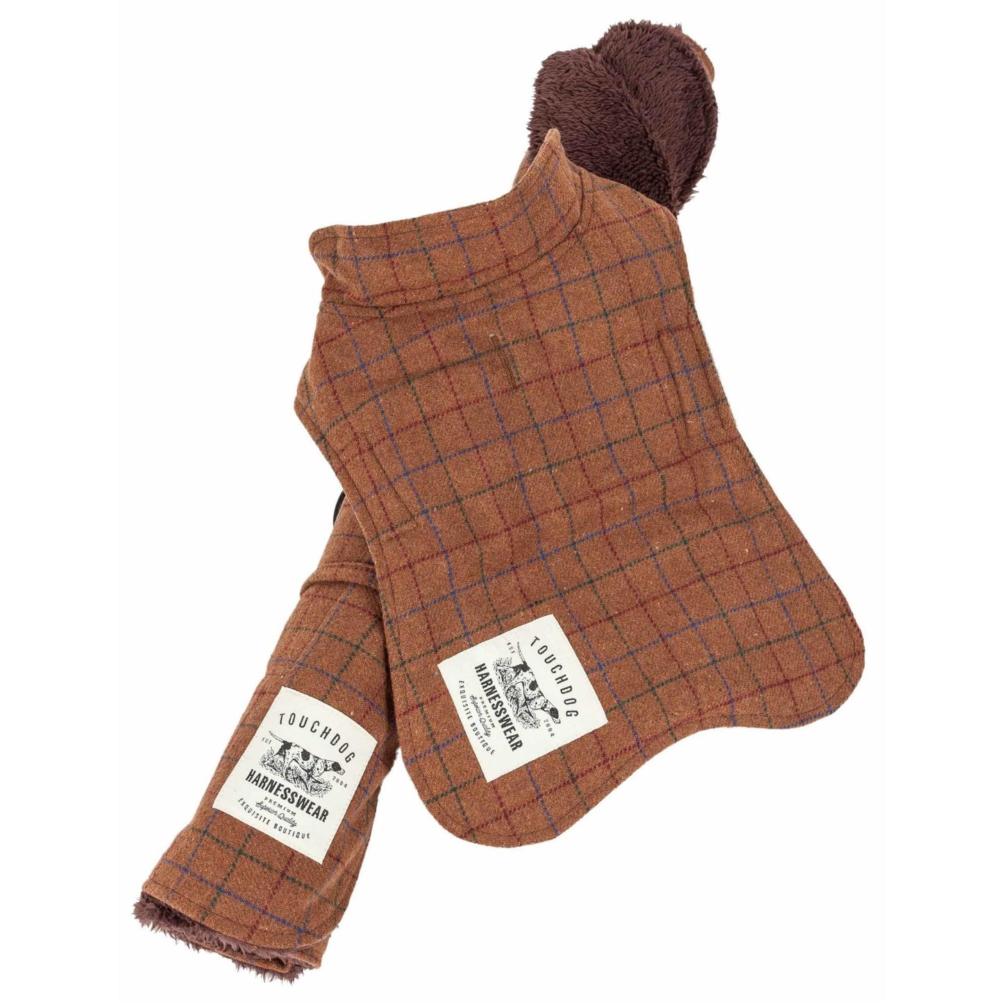 Plaid reversible dog jacket with mat