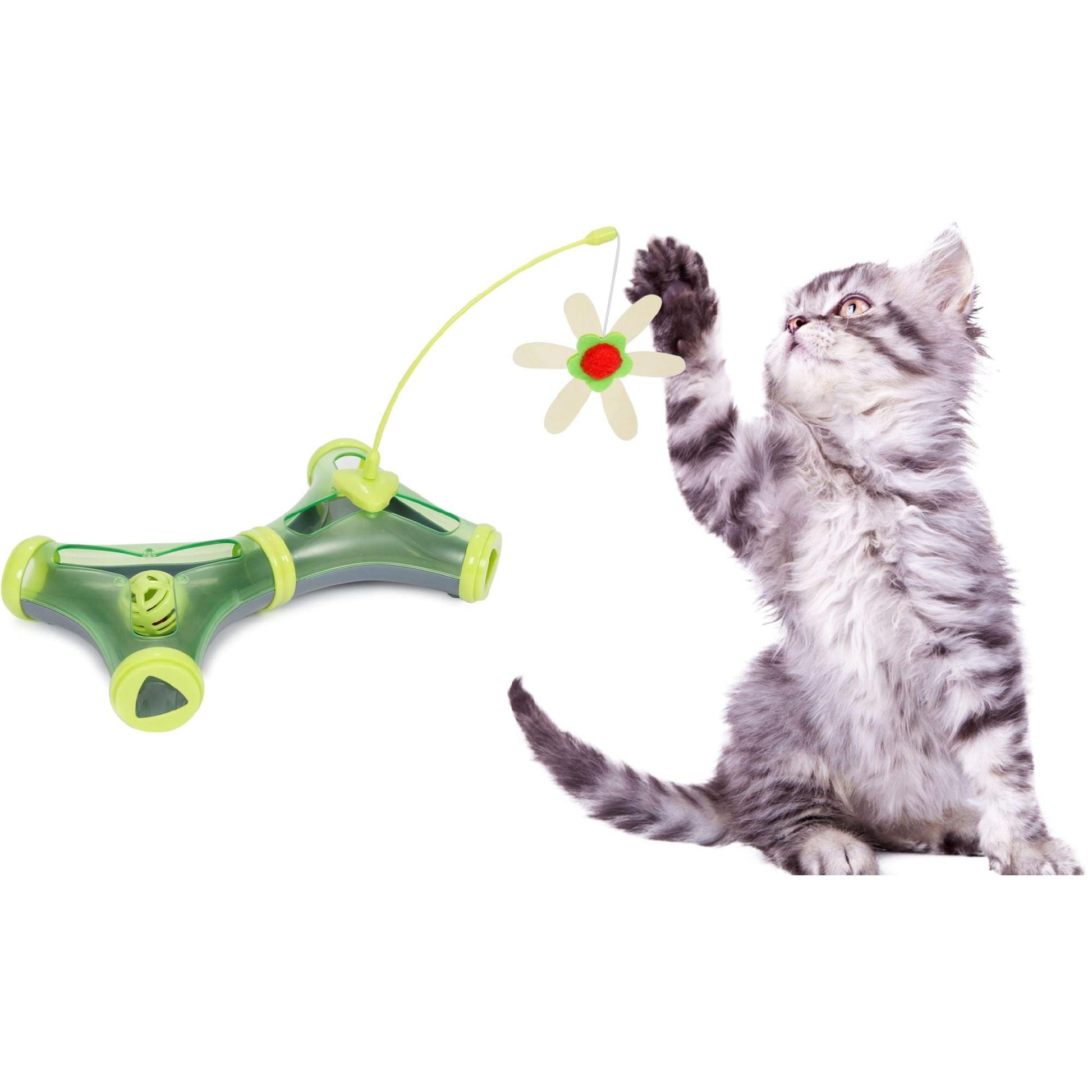 Pet Life Kitty-Tease Cat Toy: Interactive puzzle tunnel with feathered cat teaser for cognitive play and engagement. - Wolldi