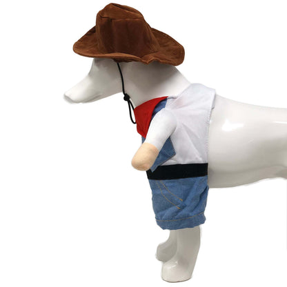 The Pet Life 'Rodeo Bones' Cowboy Pet Dog Costume is a 2-piece uniform set with a cowboy hat, making your dog look like a walking cowboy! - Wolldi