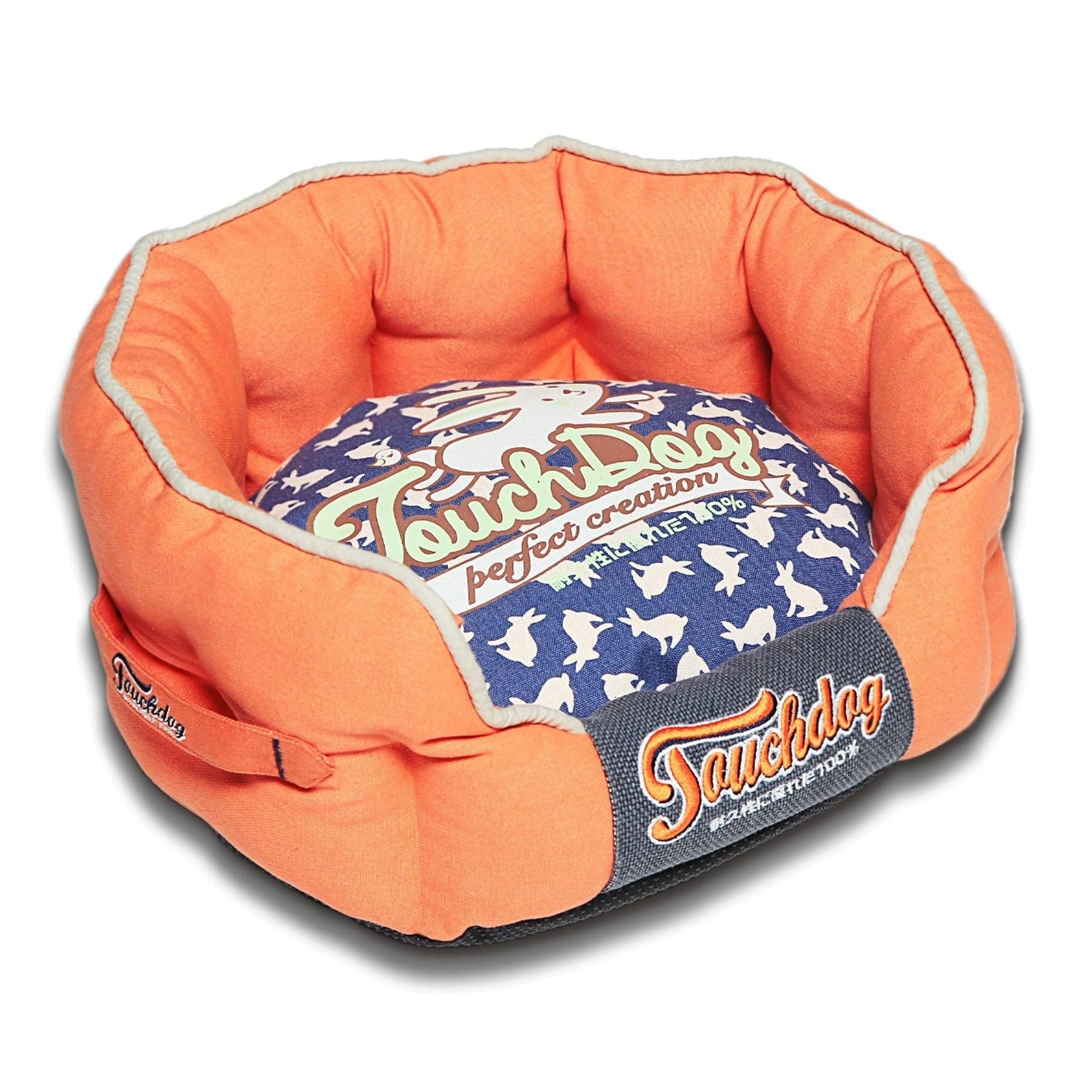 The Touchdog Rabbit-Spotted Premium Rounded Dog Bed is stylish and comfortable. - Wolldi