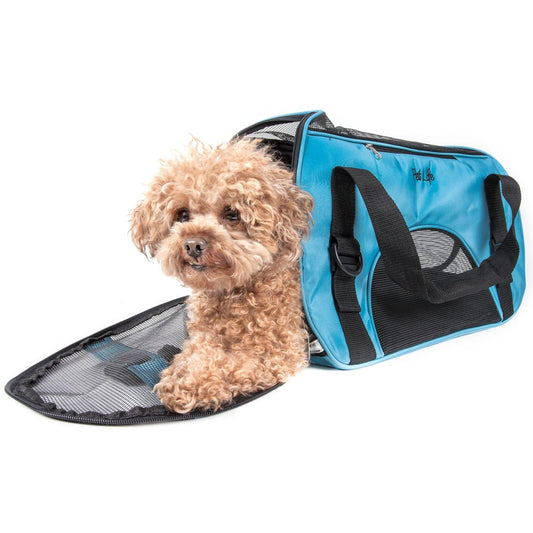 Adjustable Collapsible Airline-approved Pet Carrier with Zippered Compartments Transport