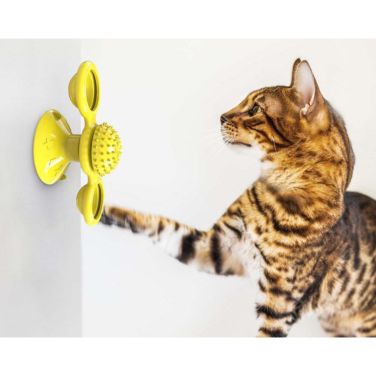 The Pet Life 'Windmill' Cat Toy suctions and spins on hard surfaces. - Wolldi