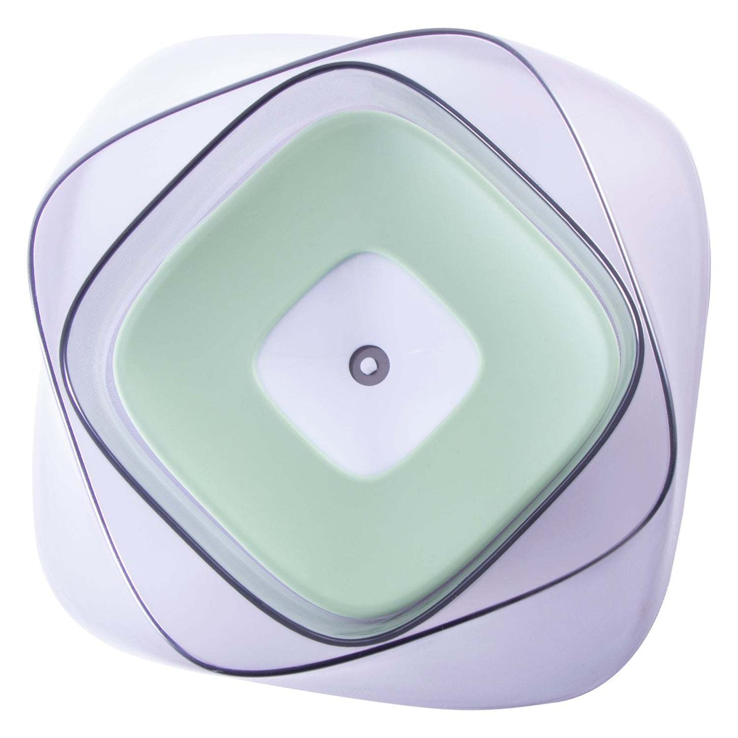Spill-proof pet water bowl with floating splash guard. Dishes