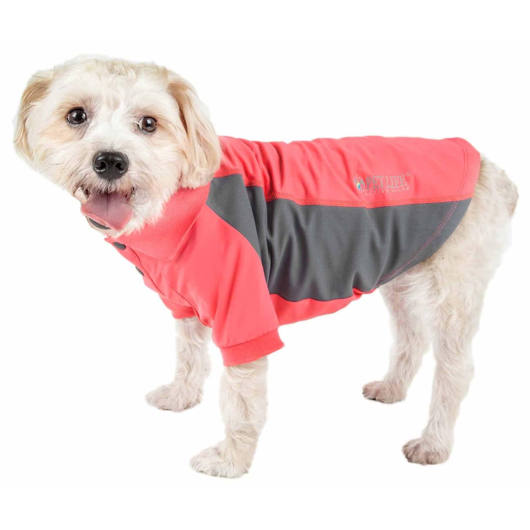 The Pet Life Active 'Barko Pawlo' dog polo shirt offers stretch, ventilation, and UV protection. - Wolldi