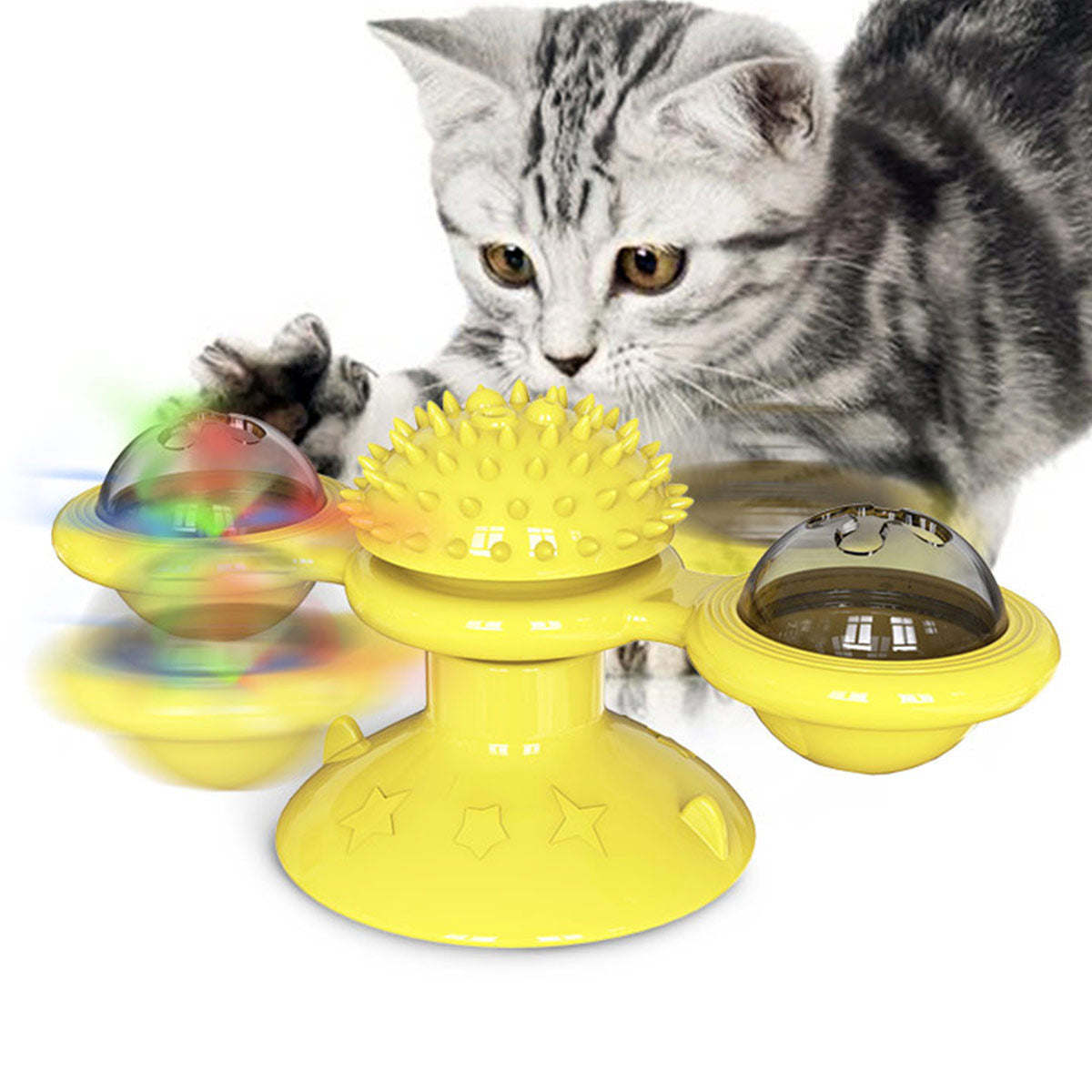 The Pet Life 'Windmill' Cat Toy suctions and spins on hard surfaces. - Wolldi