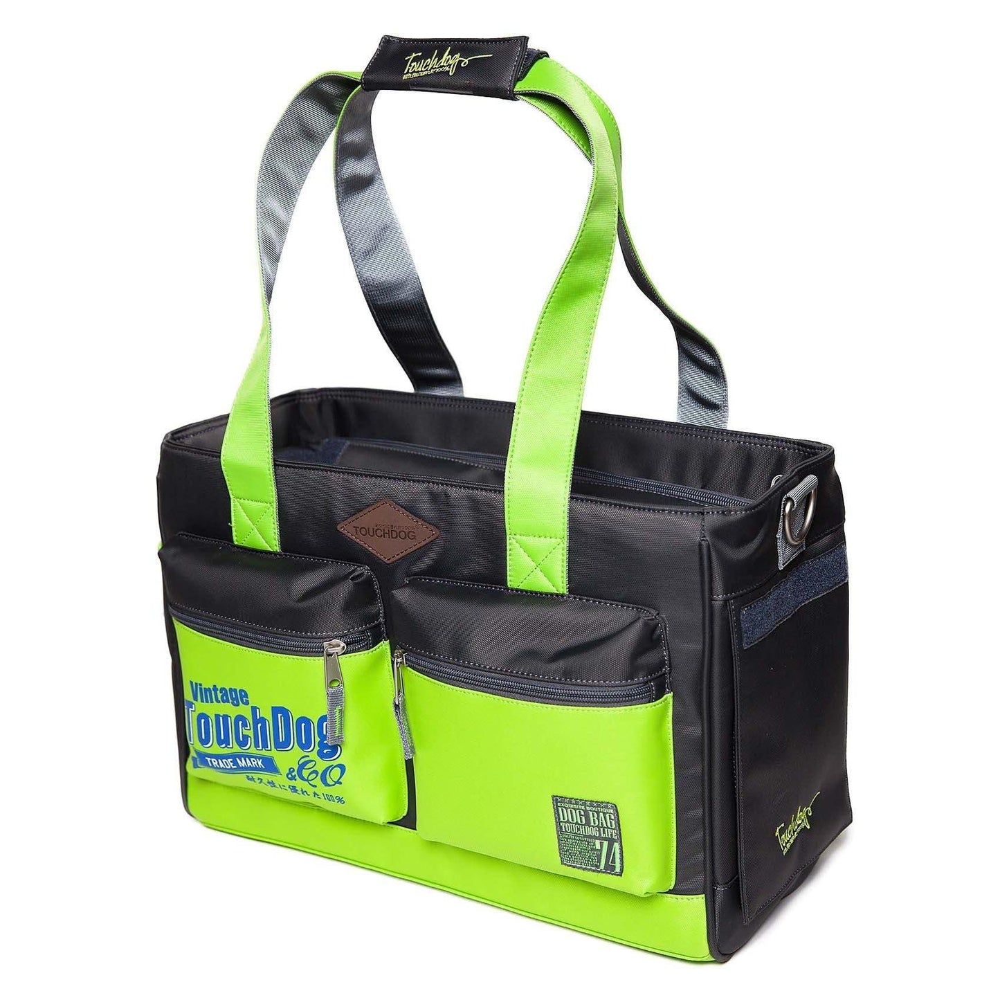 Waterproof dog carrier with pockets and mesh window. Transport