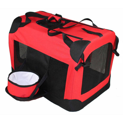 Collapsible Pet Crate with Built-In Tray and Leash Securer Transport