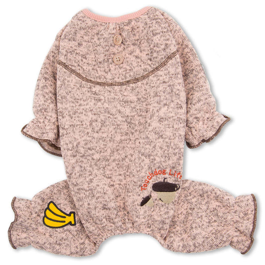 Cotton thermal jumpsuit for dogs with embroidery. Fashion