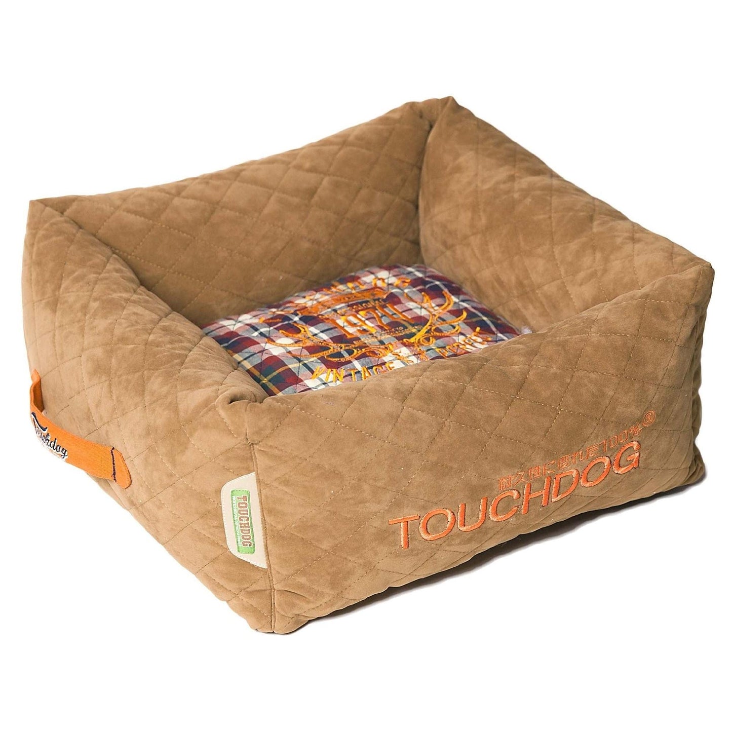 Luxury dog bed with removable pillow, diamond-stitched fleece HomeStyle