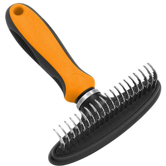 The Pet Life Flex Series Undercoat Dematter is a durable grooming rake that removes mats and tangles with ease. - Wolldi