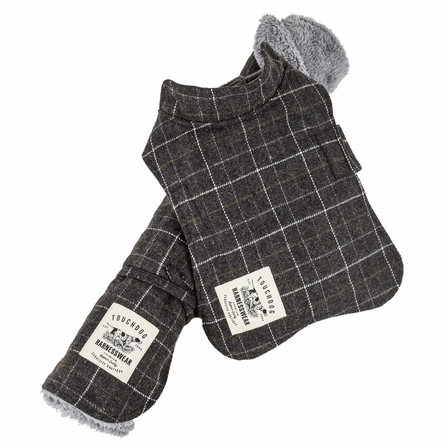 Plaid reversible dog jacket with mat