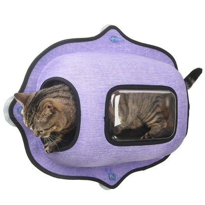 See-through kitty cat lounger with suction cups, holds up to 60lbs. - Wolldi