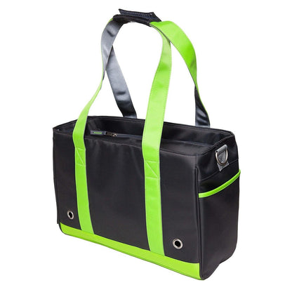 Waterproof dog carrier with pockets and mesh window. Transport