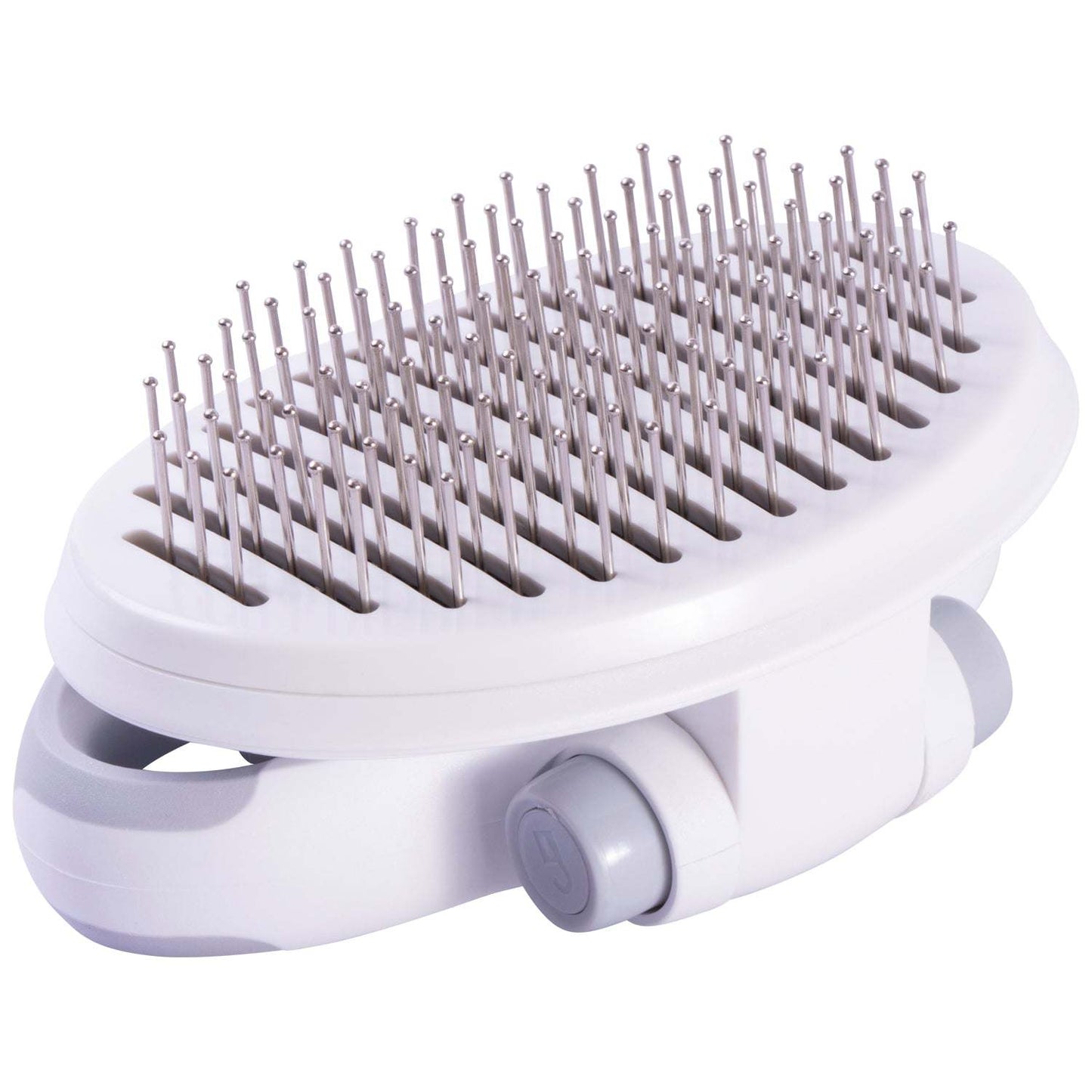 Pet Life 'Gyrater' Travel Self-Cleaning Swivel Grooming Brush: Compact, customizable grip, easy hair disposal. - Wolldi