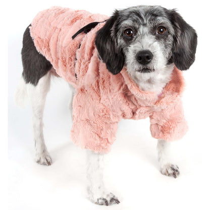 Luxury faux-fur pet coat with leash slit holder Fashion