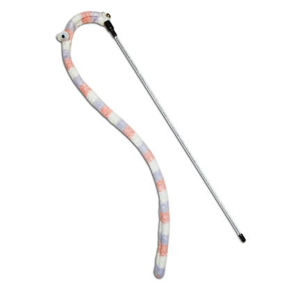 Touchcat Worm-Tail Designer Wand Cat Teaser: Durable, interactive, and machine washable with an elongated worm-like shape. - Wolldi