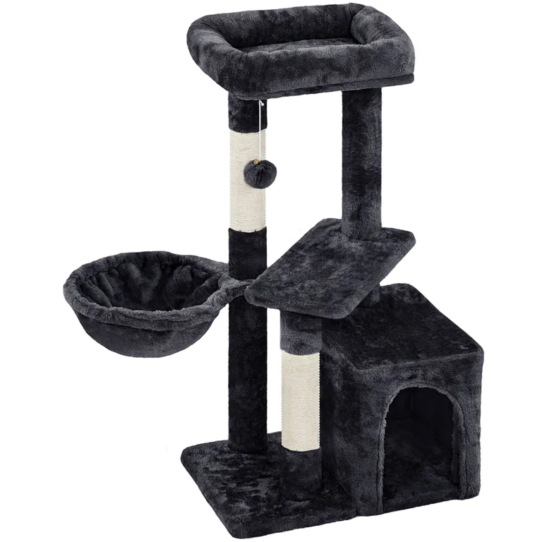 Alden Design 34.5 in H Cat Tree Tower with Condo and Perches, Black