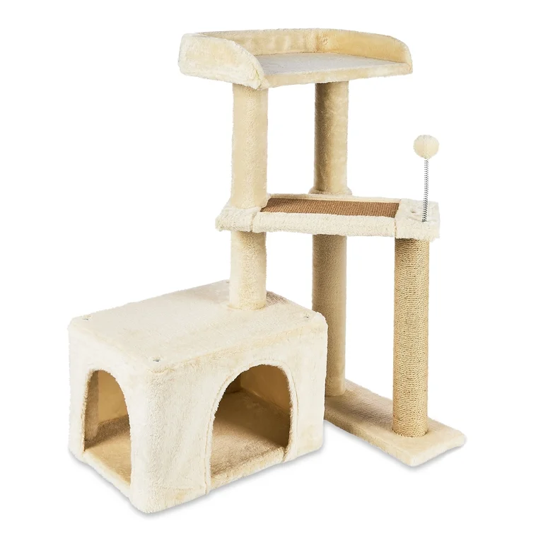 Vibrant Life 4-Level Condo Lookout Cat Tree, Beige, 31.5 in