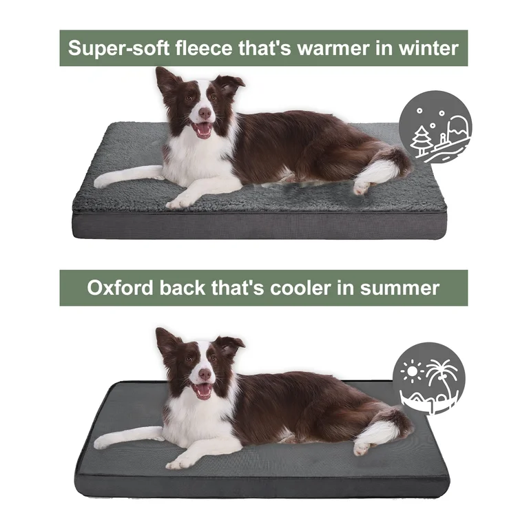 SPECSTAR 28 in Orthopedic Dog Bed with Dual-Sided Cooling and Warming Surface, Waterproof Non-Slip Bottom, Gray