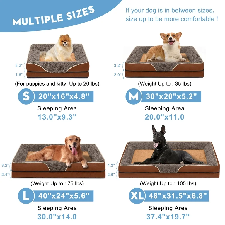 PayUSD Orthopedic Pet Sofa Bed with Removable Washable Cover, Sizes S to XL