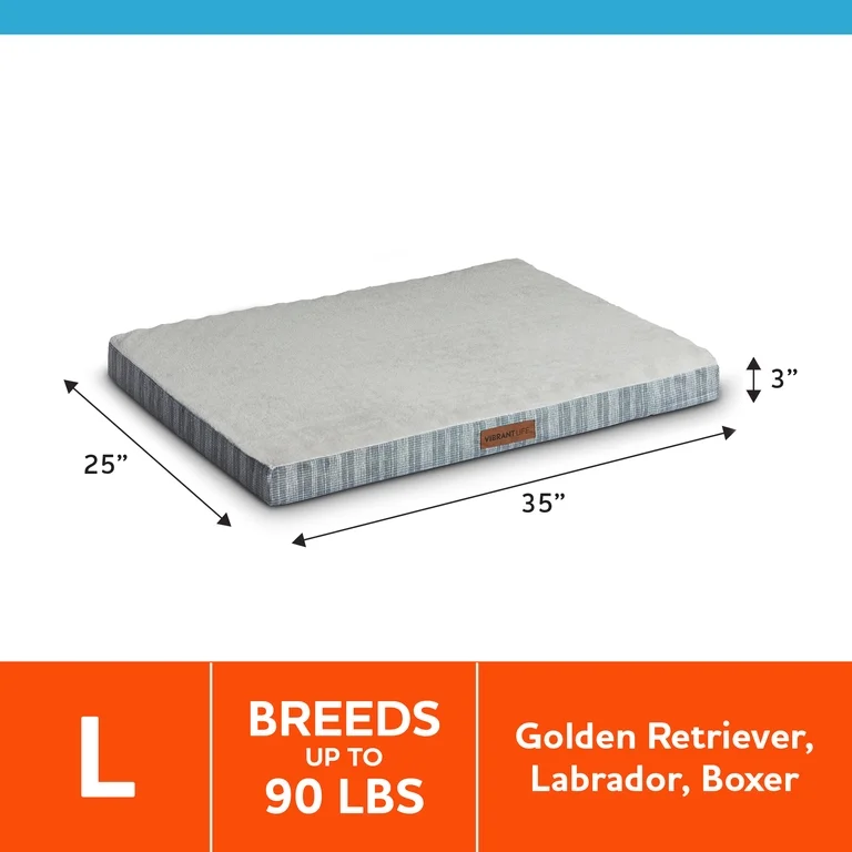 Vibrant Life Large Orthopedic Foam Mat Pet Bed, Gray and White, 35 x 25 in