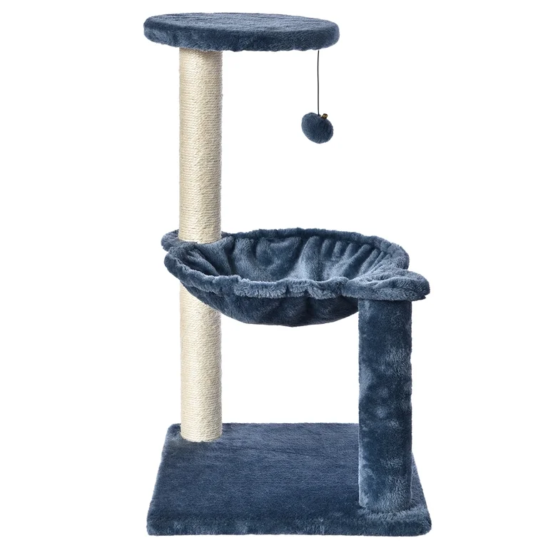 Vibrant Life 3-Level Cat Tower with Hammock, Blue, 26.7 in